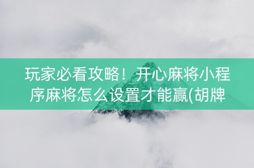 玩家必看攻略！开心麻将小程序麻将怎么设置才能赢(胡牌神器有猫腻吗)