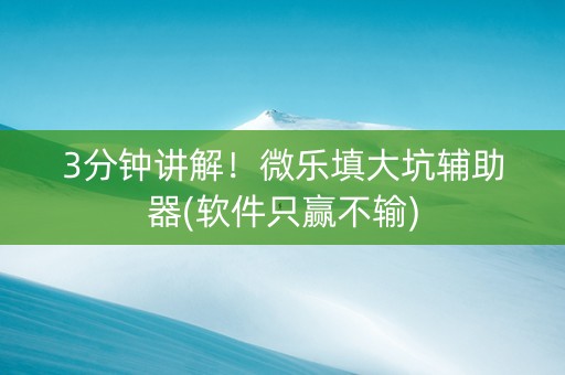 3分钟讲解！微乐填大坑辅助器(软件只赢不输)