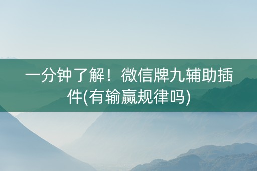 一分钟了解！微信牌九辅助插件(有输赢规律吗)