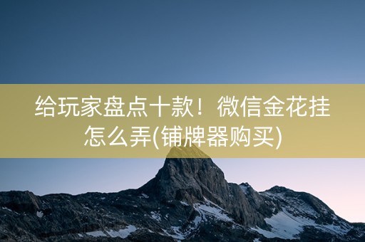 给玩家盘点十款！微信金花挂怎么弄(铺牌器购买)