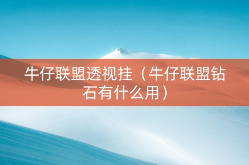 牛仔联盟透视挂（牛仔联盟钻石有什么用）