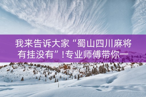 我来告诉大家“蜀山四川麻将有挂没有”!专业师傅带你一起了解（详细教程）-知乎