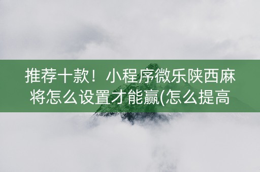 推荐十款！小程序微乐陕西麻将怎么设置才能赢(怎么提高好牌几率)