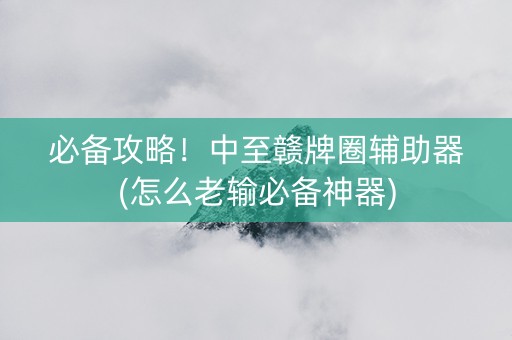 必备攻略！中至赣牌圈辅助器(怎么老输必备神器)
