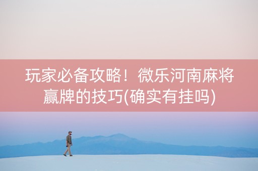 玩家必备攻略！微乐河南麻将赢牌的技巧(确实有挂吗)