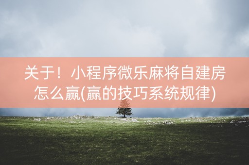 关于！小程序微乐麻将自建房怎么赢(赢的技巧系统规律)