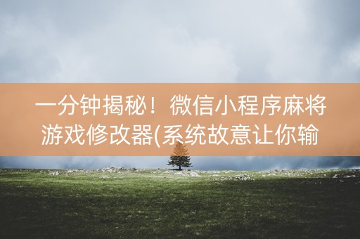 一分钟揭秘！微信小程序麻将游戏修改器(系统故意让你输)