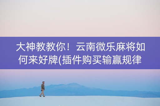 大神教教你！云南微乐麻将如何来好牌(插件购买输赢规律)