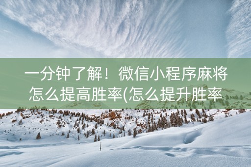 一分钟了解！微信小程序麻将怎么提高胜率(怎么提升胜率)