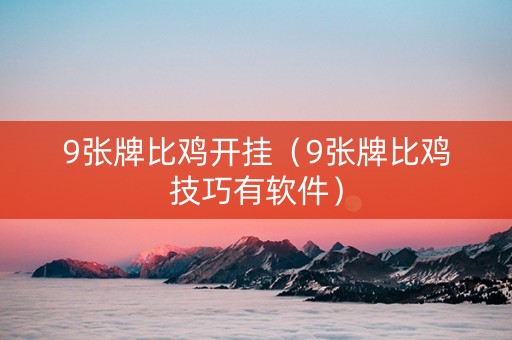 9张牌比鸡开挂（9张牌比鸡技巧有软件）