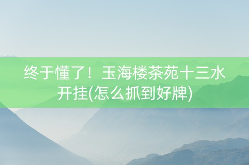 终于懂了！玉海楼茶苑十三水开挂(怎么抓到好牌)