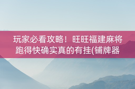 玩家必看攻略！旺旺福建麻将跑得快确实真的有挂(铺牌器购买)