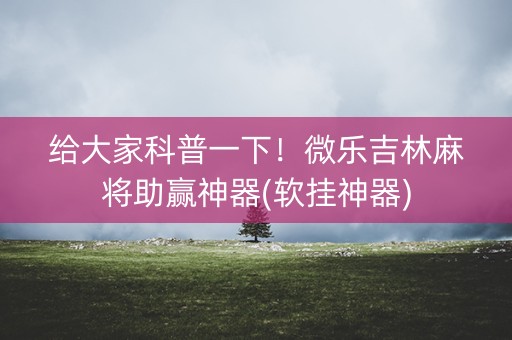 给大家科普一下！微乐吉林麻将助赢神器(软挂神器)