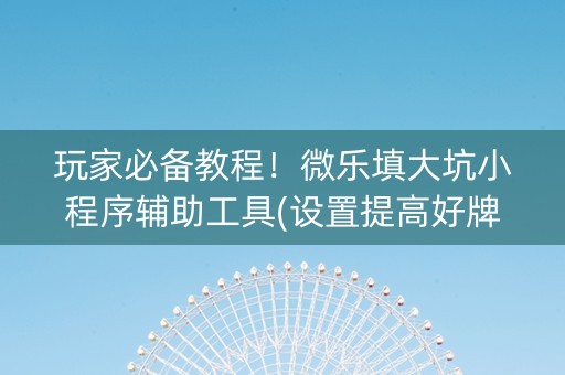 玩家必备教程！微乐填大坑小程序辅助工具(设置提高好牌几率)