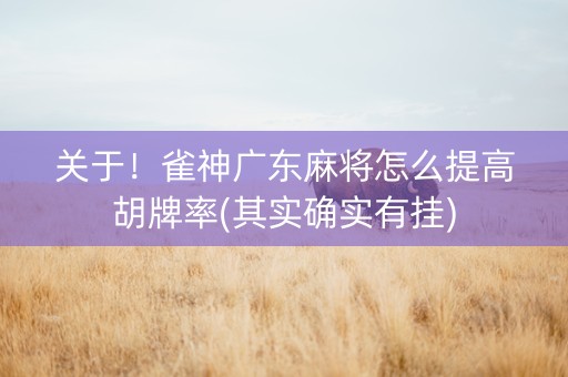 关于！雀神广东麻将怎么提高胡牌率(其实确实有挂)