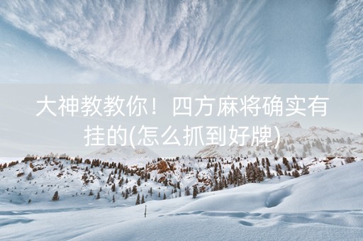大神教教你！四方麻将确实有挂的(怎么抓到好牌)