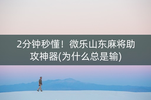 2分钟秒懂！微乐山东麻将助攻神器(为什么总是输)