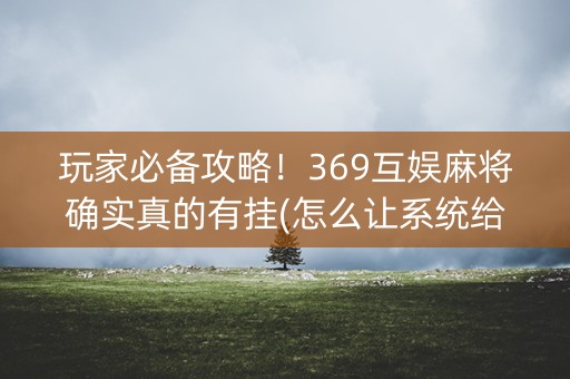 玩家必备攻略！369互娱麻将确实真的有挂(怎么让系统给自己好牌)