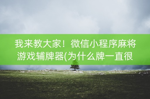 我来教大家！微信小程序麻将游戏辅牌器(为什么牌一直很差)