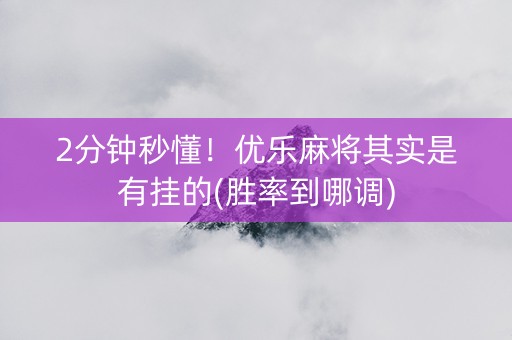 2分钟秒懂！优乐麻将其实是有挂的(胜率到哪调)