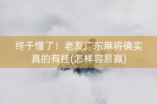 终于懂了！老友广东麻将确实真的有挂(怎样容易赢)