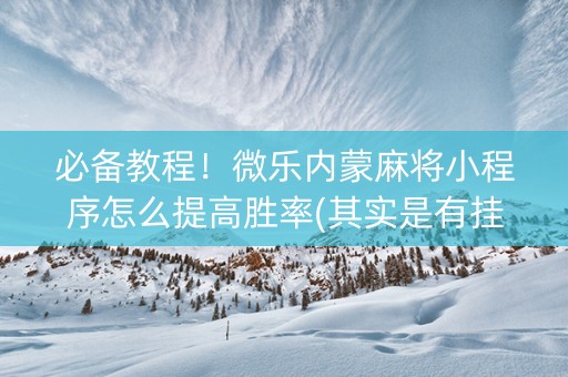 必备教程！微乐内蒙麻将小程序怎么提高胜率(其实是有挂确实有挂)