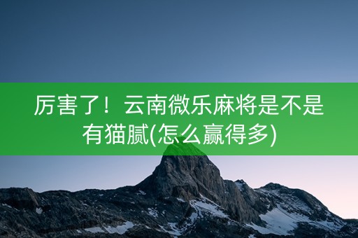 厉害了！云南微乐麻将是不是有猫腻(怎么赢得多)