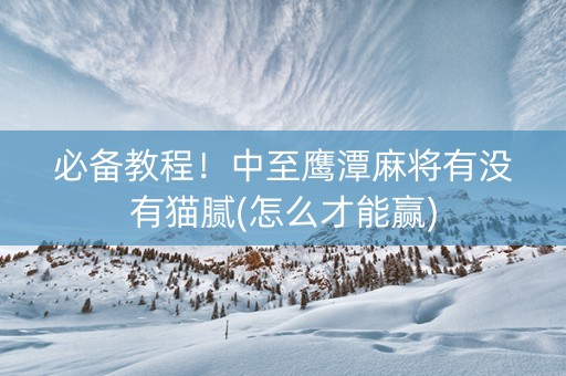 必备教程！中至鹰潭麻将有没有猫腻(怎么才能赢)