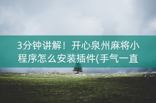 3分钟讲解！开心泉州麻将小程序怎么安装插件(手气一直很差)
