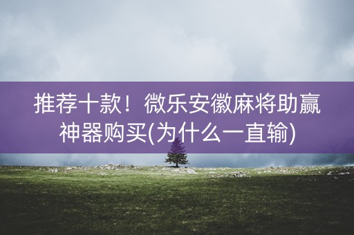 推荐十款！微乐安徽麻将助赢神器购买(为什么一直输)