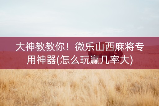 大神教教你！微乐山西麻将专用神器(怎么玩赢几率大)