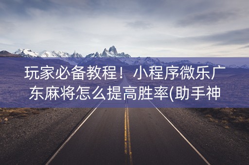 玩家必备教程！小程序微乐广东麻将怎么提高胜率(助手神器外辅工具)