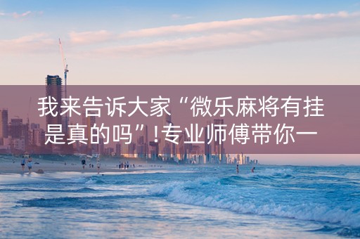 我来告诉大家“微乐麻将有挂是真的吗”!专业师傅带你一起了解（详细教程）-知乎