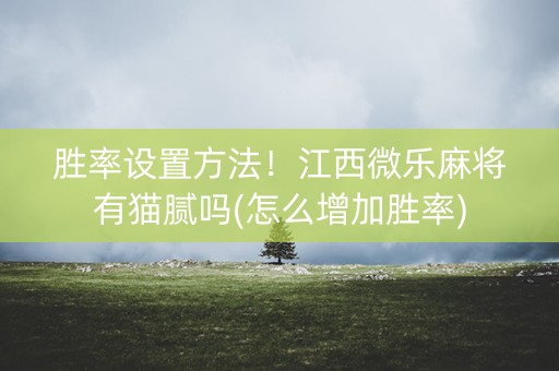胜率设置方法！江西微乐麻将有猫腻吗(怎么增加胜率)