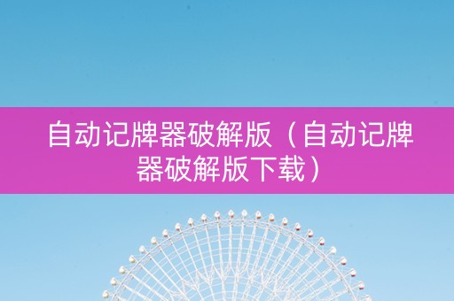 自动记牌器破解版（自动记牌器破解版下载）