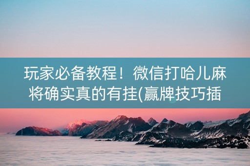 玩家必备教程！微信打哈儿麻将确实真的有挂(赢牌技巧插件安装)