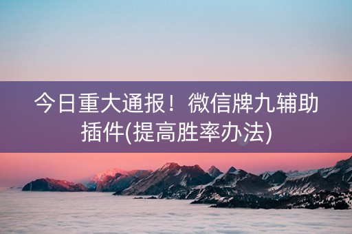 今日重大通报！微信牌九辅助插件(提高胜率办法)