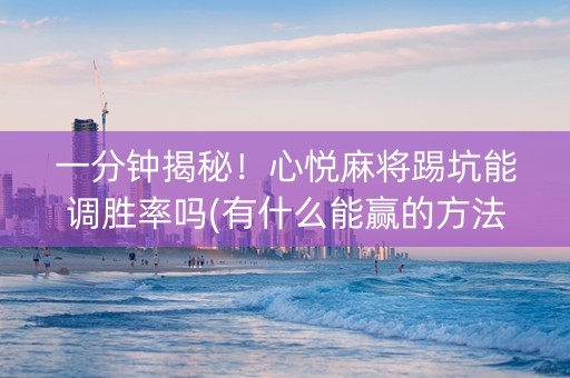 一分钟揭秘！心悦麻将踢坑能调胜率吗(有什么能赢的方法)