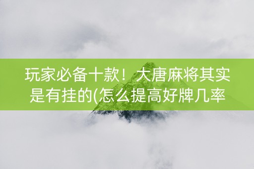 玩家必备十款！大唐麻将其实是有挂的(怎么提高好牌几率)