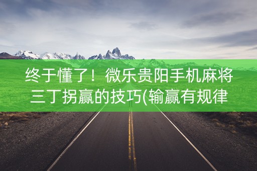 终于懂了！微乐贵阳手机麻将三丁拐赢的技巧(输赢有规律)