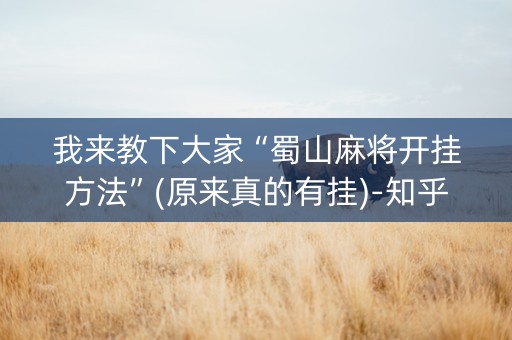 我来教下大家“蜀山麻将开挂方法”(原来真的有挂)-知乎