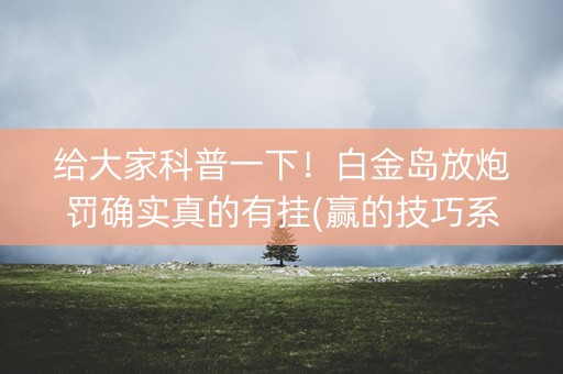 给大家科普一下！白金岛放炮罚确实真的有挂(赢的技巧系统规律)
