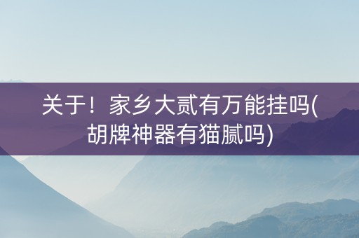关于！家乡大贰有万能挂吗(胡牌神器有猫腻吗)