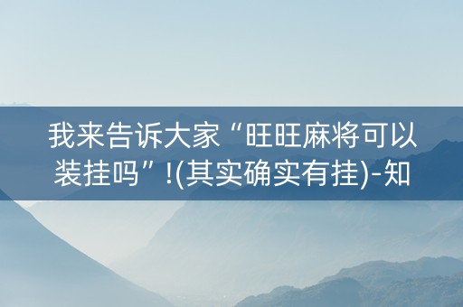 我来告诉大家“旺旺麻将可以装挂吗”!(其实确实有挂)-知乎