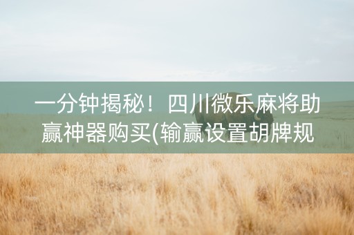 一分钟揭秘！四川微乐麻将助赢神器购买(输赢设置胡牌规律)