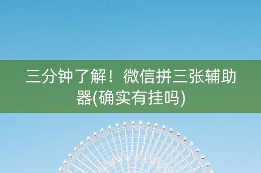 三分钟了解！微信拼三张辅助器(确实有挂吗)