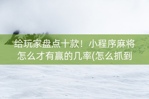 给玩家盘点十款！小程序麻将怎么才有赢的几率(怎么抓到好牌)