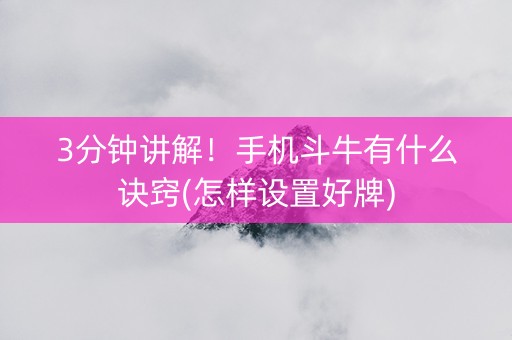 3分钟讲解！手机斗牛有什么诀窍(怎样设置好牌)