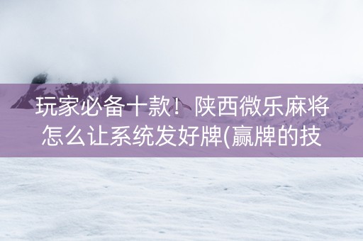 玩家必备十款！陕西微乐麻将怎么让系统发好牌(赢牌的技巧)