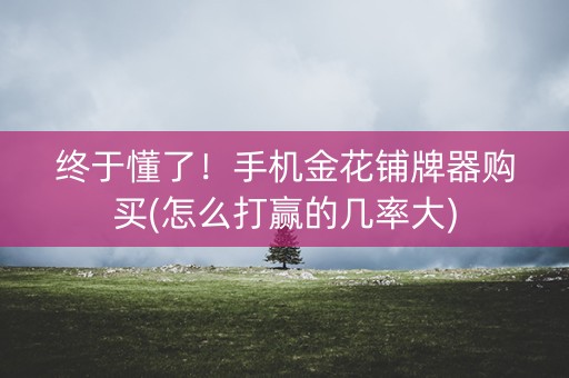 终于懂了！手机金花铺牌器购买(怎么打赢的几率大)